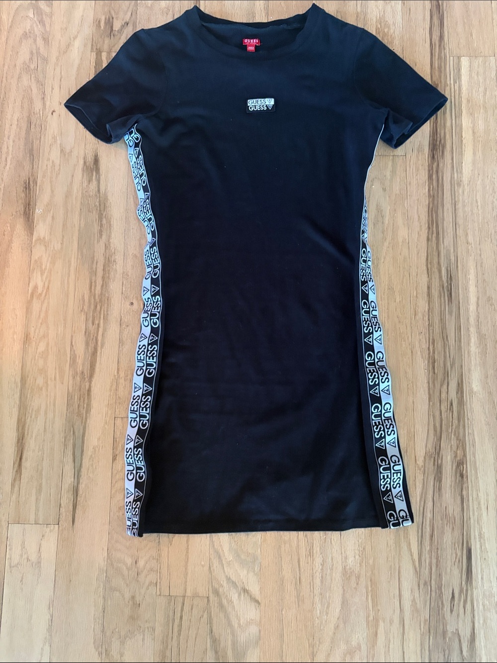 Guess Black Tee Dress with Branded Side Tape